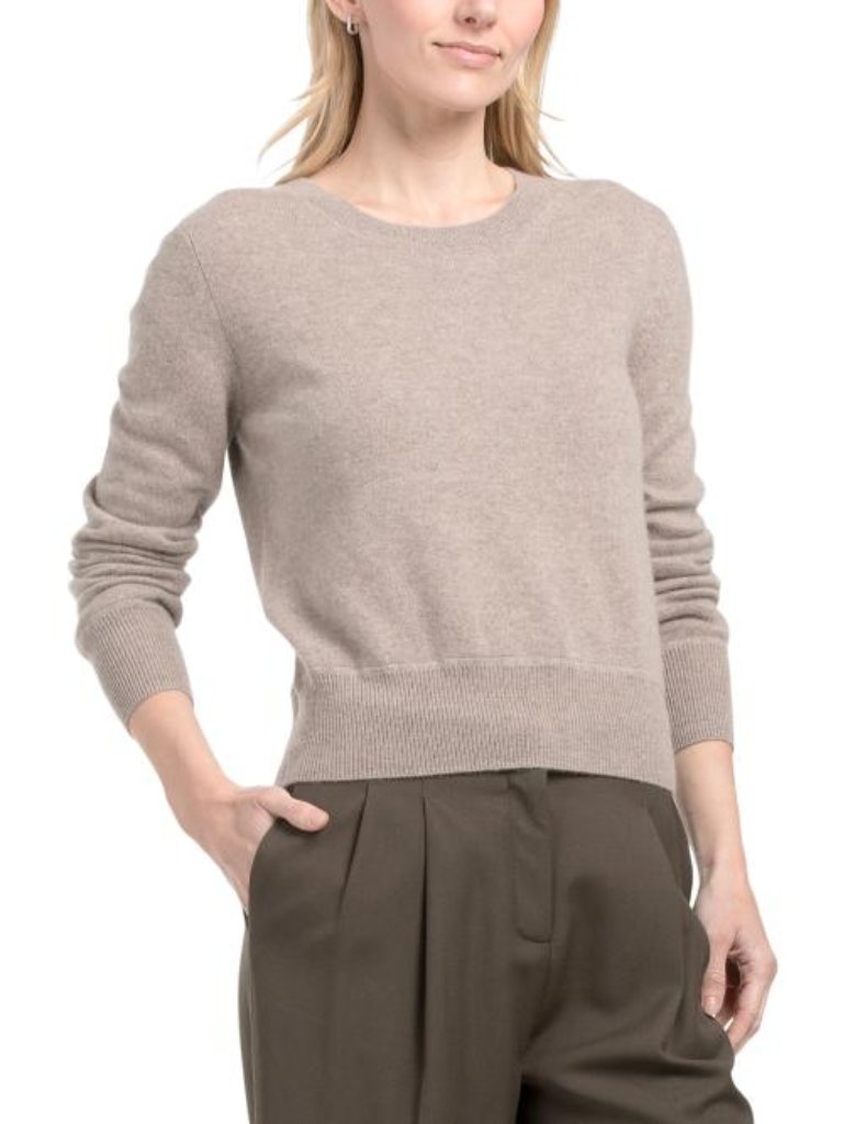 Naadam Cashmere Long Sleeve Cropped Pull Over Sweater